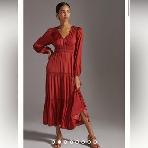 Anthropologie V-neck tiered maxi dress